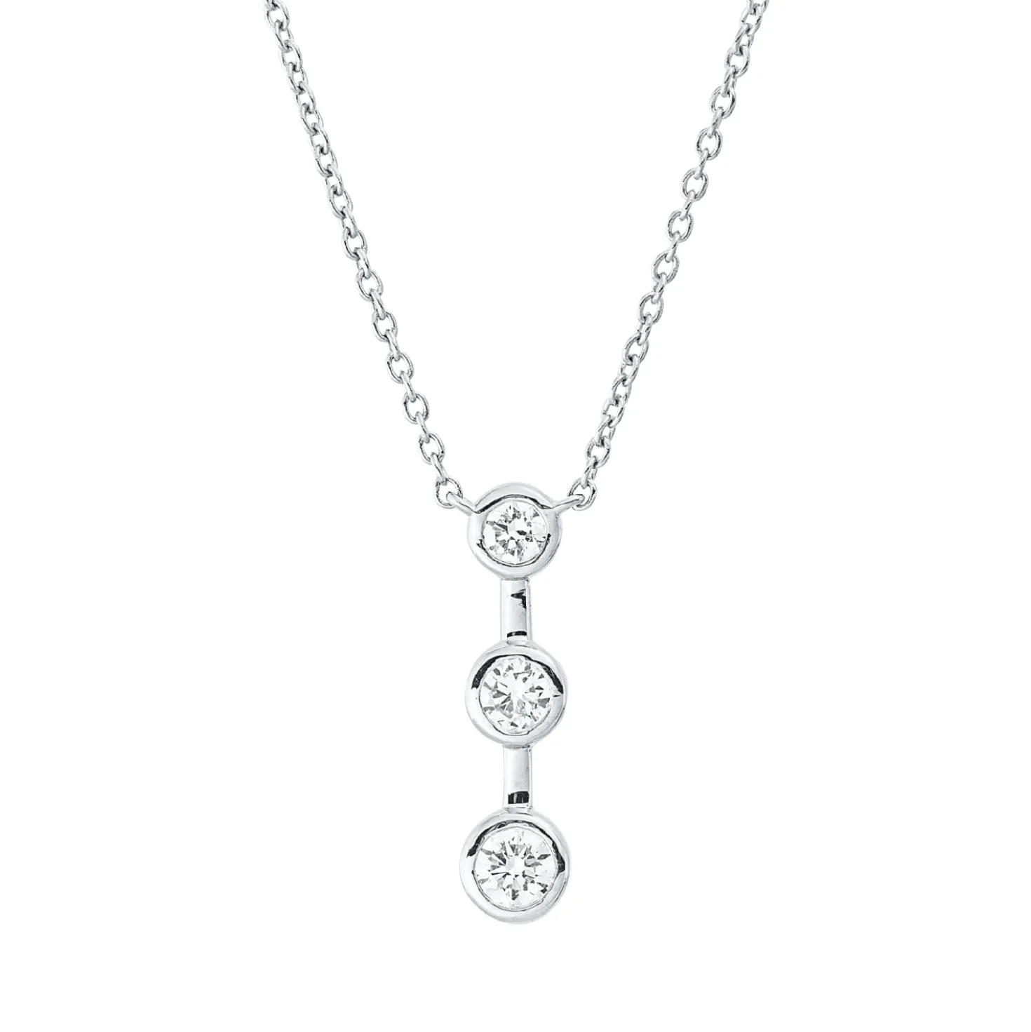 Collier aus 750 Gold Weißgold 3 Brillanten 0,23ct TW-SI L:45,7cm