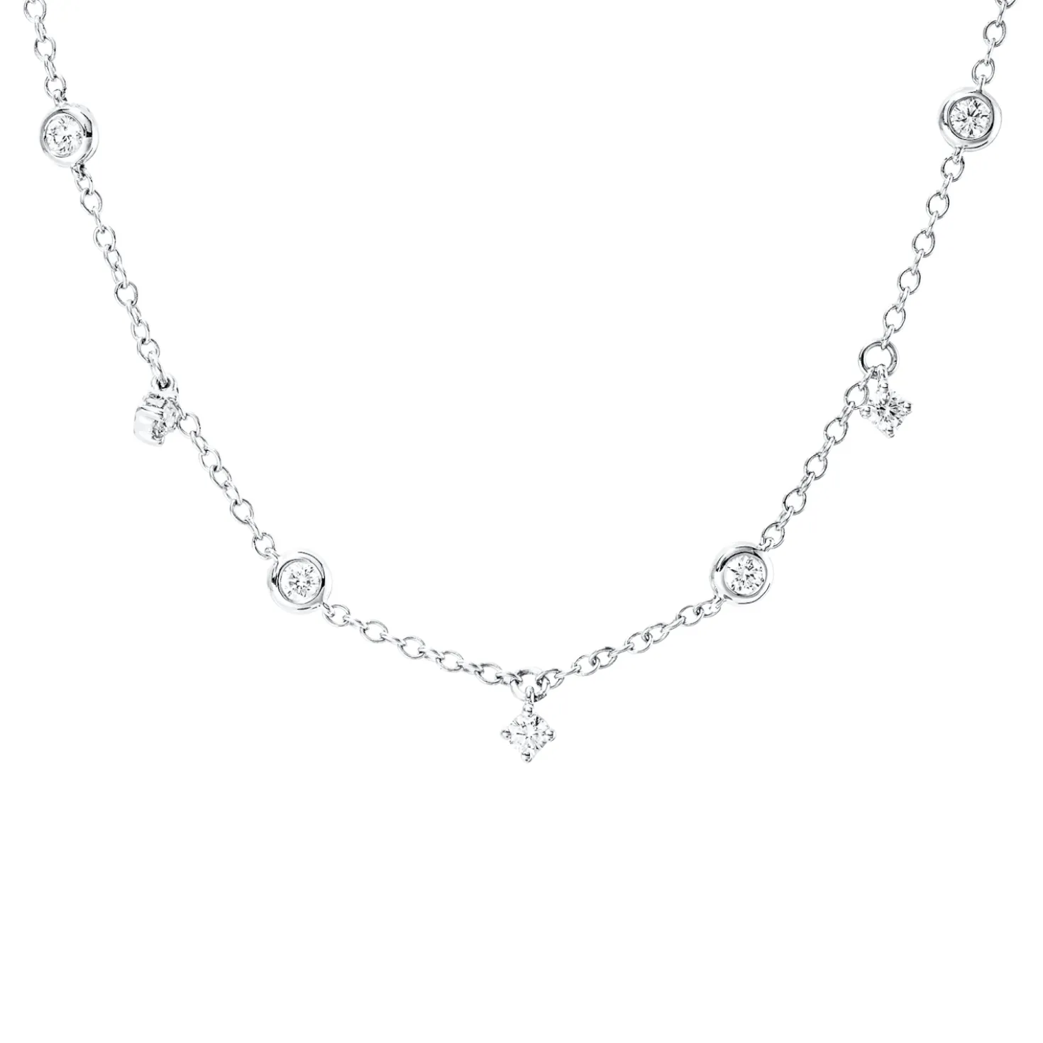 Collier aus 750 Gold Weißgold 13 Brillanten 0,73ct TW-SI L:40,6cm