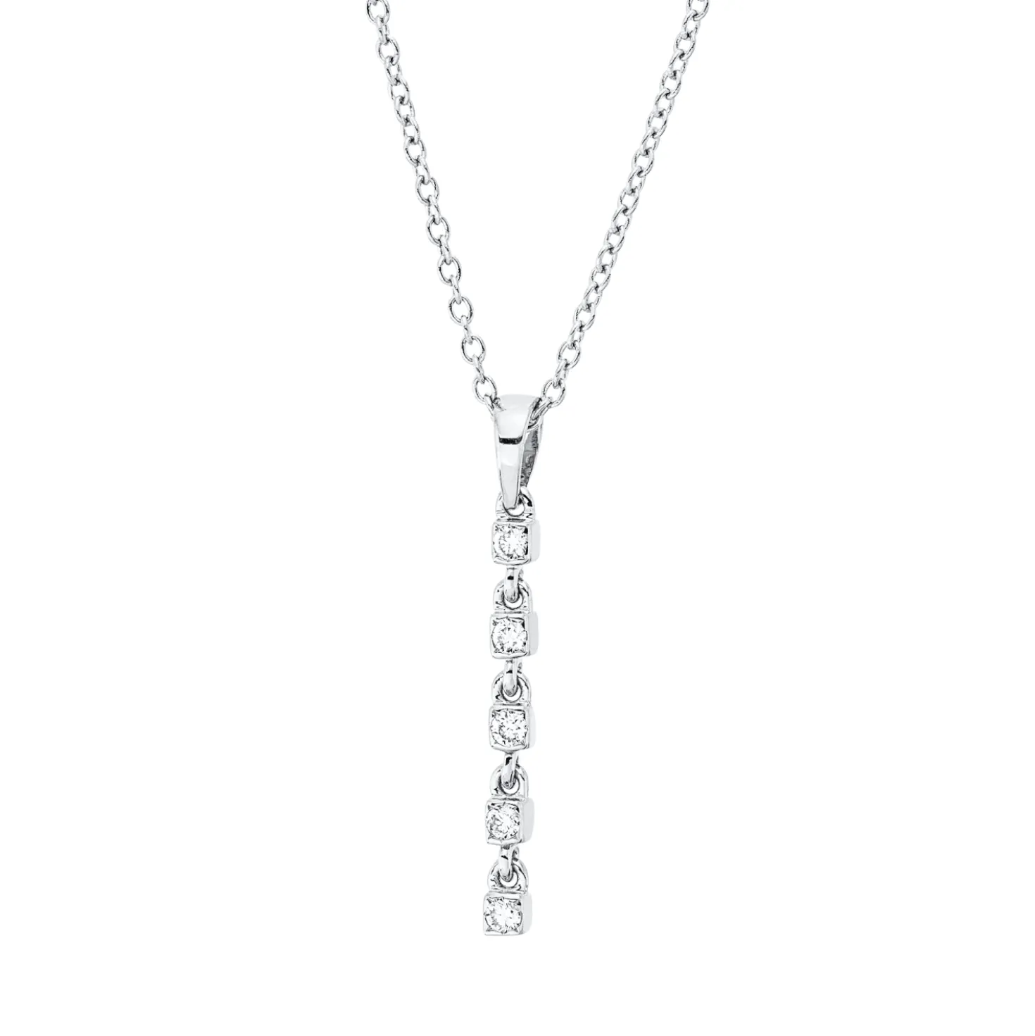 Collier aus 750 Gold Weißgold 5 Brillanten 0,07ct TW-SI L:45cm