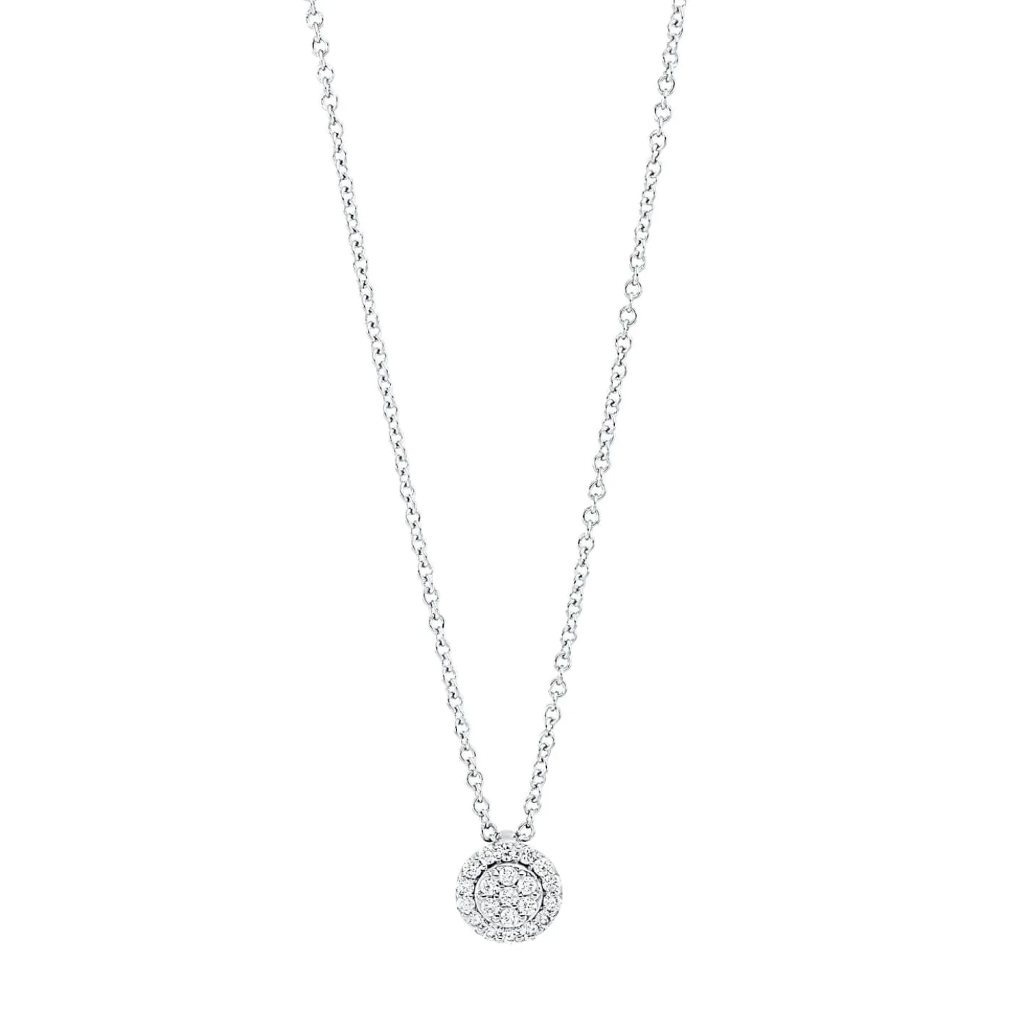 Collier aus 750 Gold Weißgold 21 Brillanten 0,1ct TW-SI L:45cm