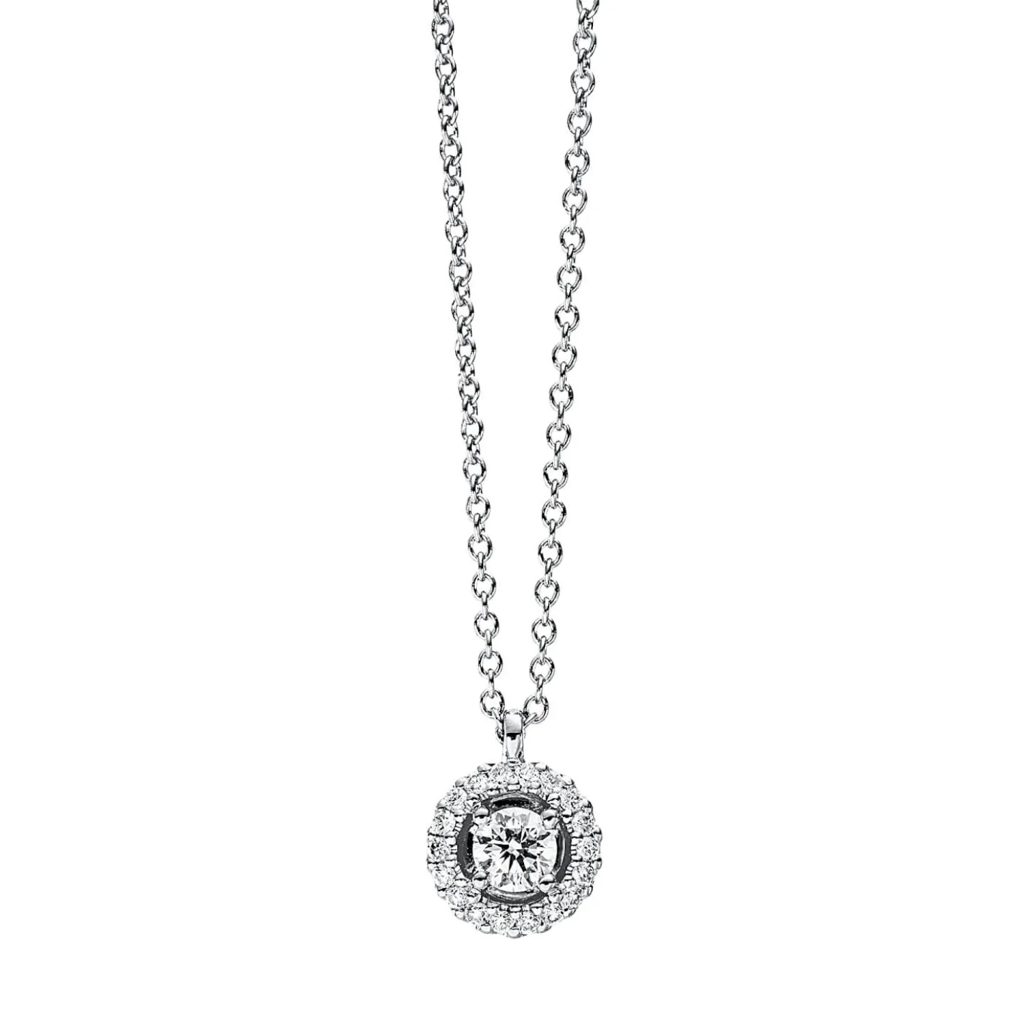 Collier aus 750 Gold Weißgold 19 Brillanten 0,16ct TW-SI L:42cm