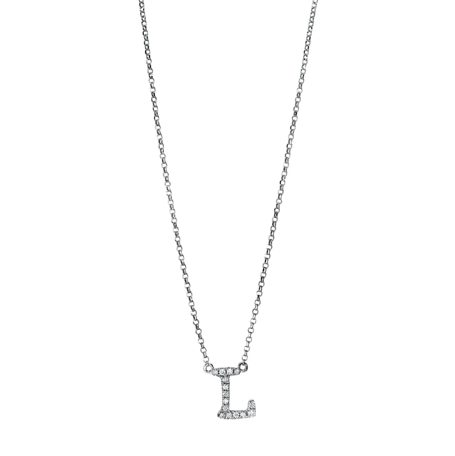 Collier aus 750 Gold Weißgold 15 Brillanten 0,07ct TW-SI L:43,2cm