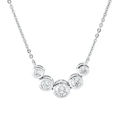 Collier aus 750 Gold Weißgold 5 Brillanten 0,56ct TW-SI L:45,5cm Zarge