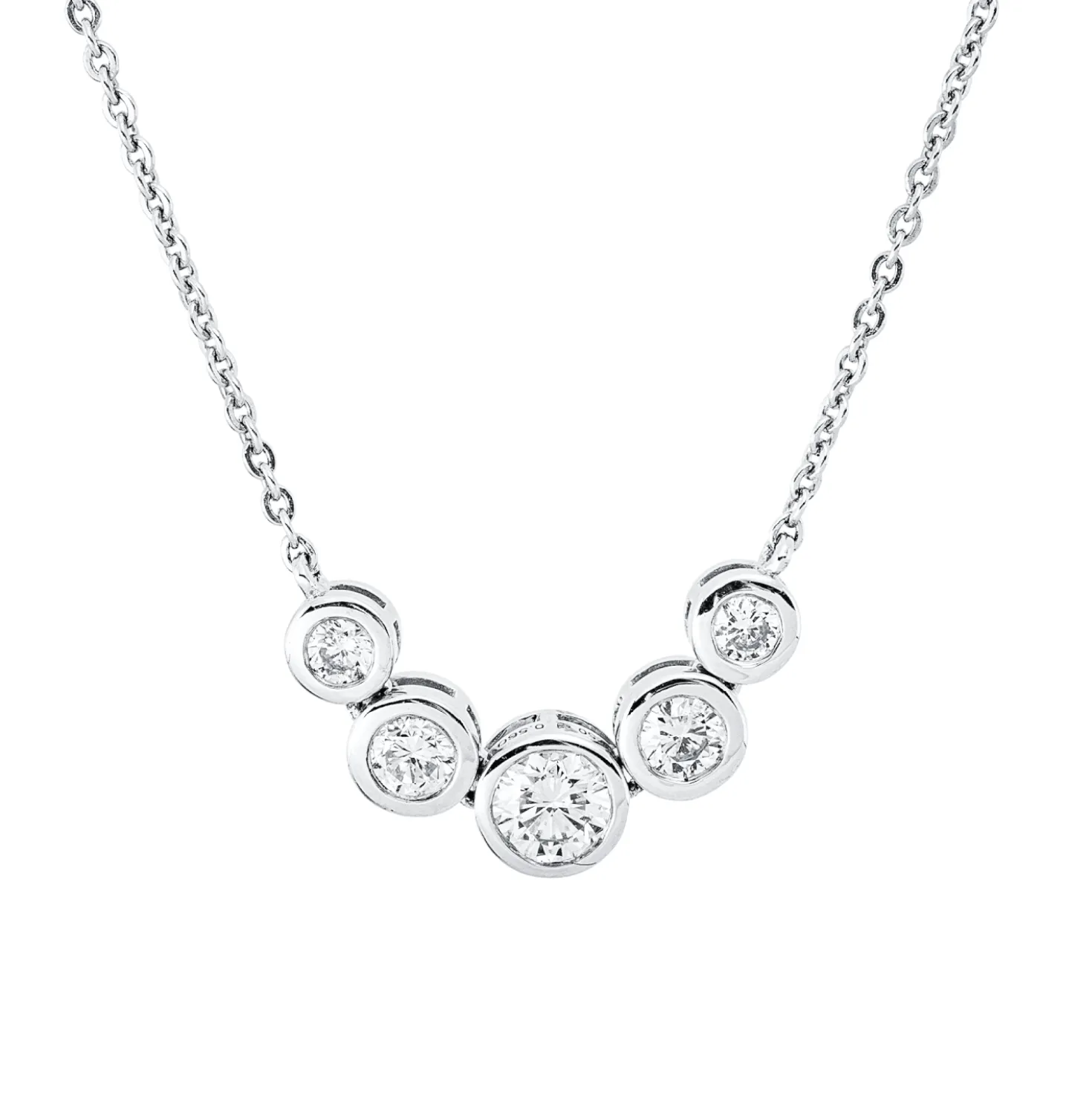 Collier aus 750 Gold Weißgold 5 Brillanten 0,56ct TW-SI L:45,5cm Zarge