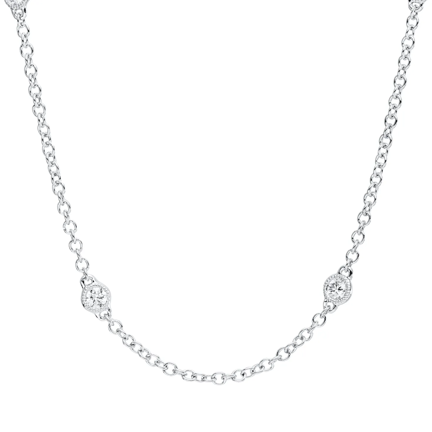 Collier aus 750 Gold Weißgold 10 Brillanten 0,51ct TW-SI L:45,7cm Zarge