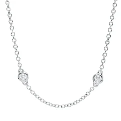 Collier aus 750 Gold Weißgold 10 Brillanten 0,5ct TW-SI L:45,7cm Zarge