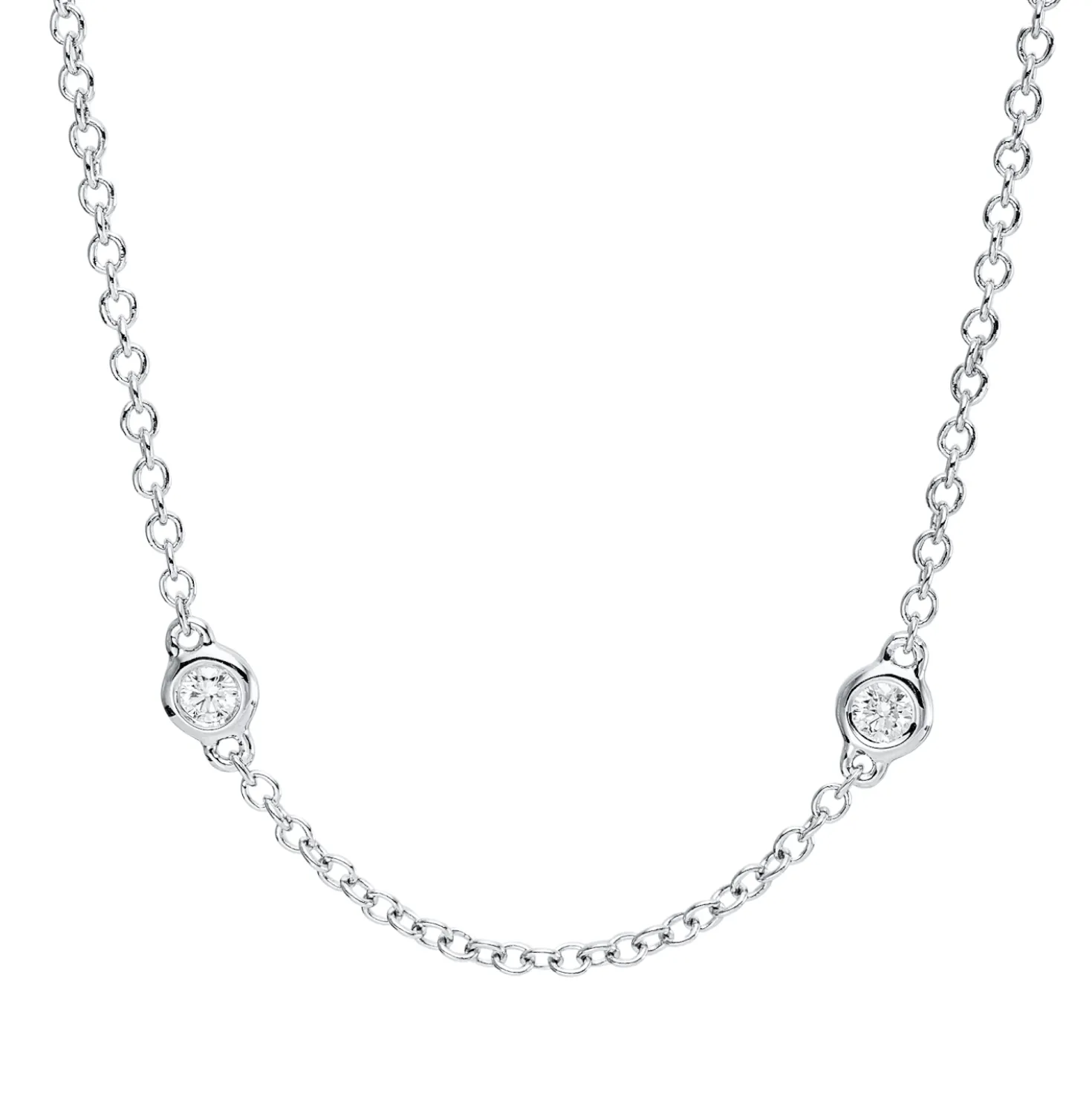 Collier aus 750 Gold Weißgold 10 Brillanten 0,5ct TW-SI L:45,7cm Zarge