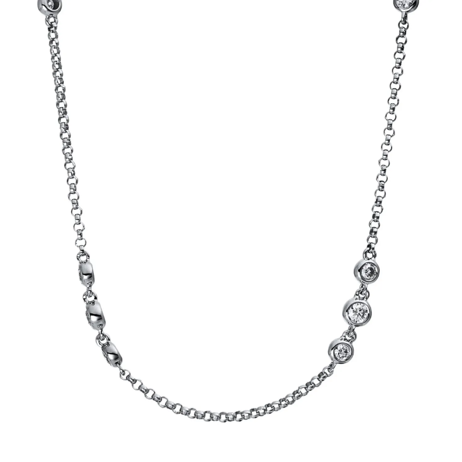 Collier aus 750 Gold Weißgold 24 Brillanten 1,2ct TW-SI L:45,7cm Zarge