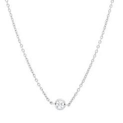 Collier aus 750 Gold Weißgold 5 Brillanten 0,4ct TW-SI L:45cm Zarge