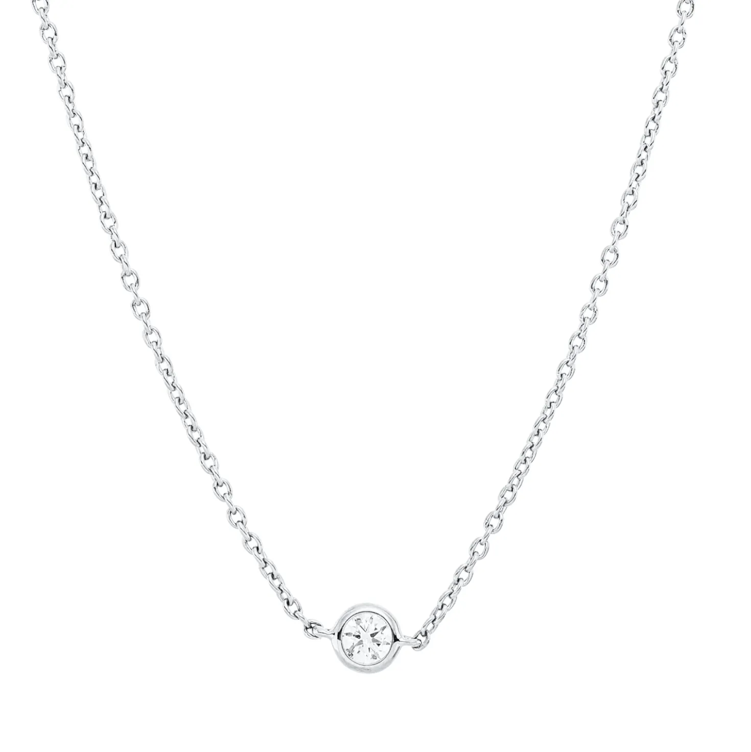 Collier aus 750 Gold Weißgold 5 Brillanten 0,4ct TW-SI L:45cm Zarge