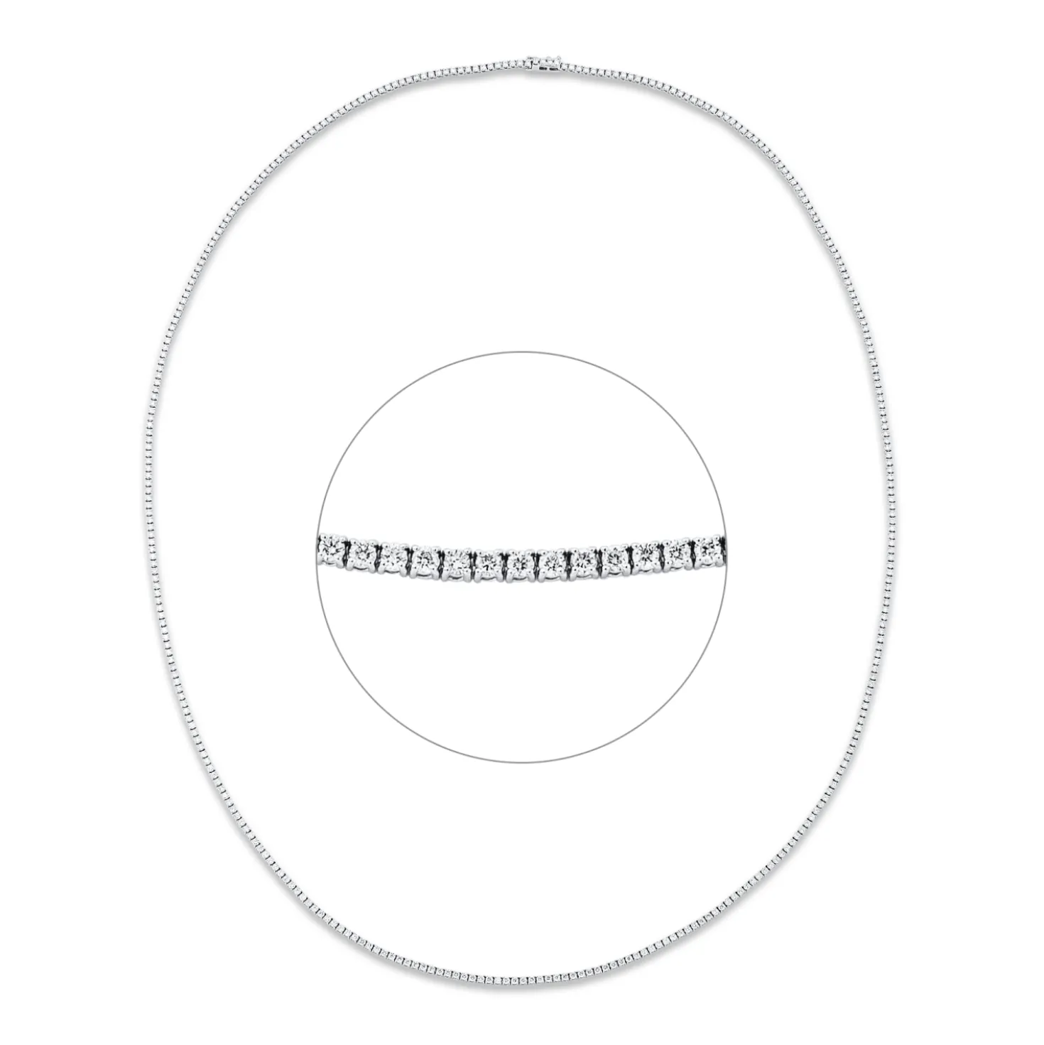 Collier aus 750 Gold Weißgold 348 Brillanten 10,4ct TW-VSI L:83cm