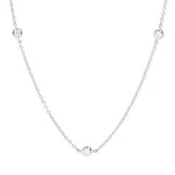 Collier aus 750 Gold Weißgold 10 Brillanten 0,18ct TW-VSI L:50cm
