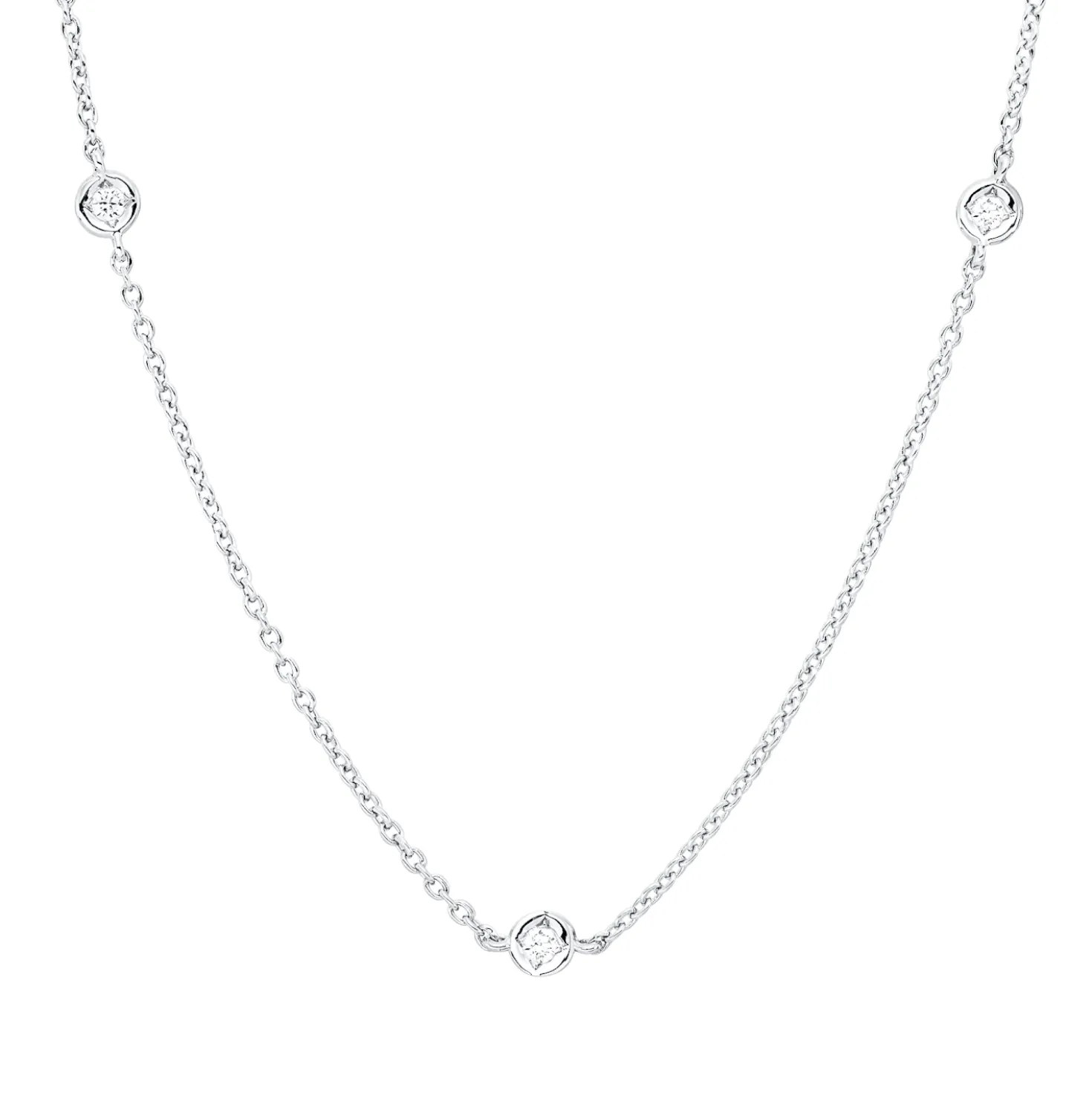 Collier aus 750 Gold Weißgold 10 Brillanten 0,18ct TW-VSI L:50cm