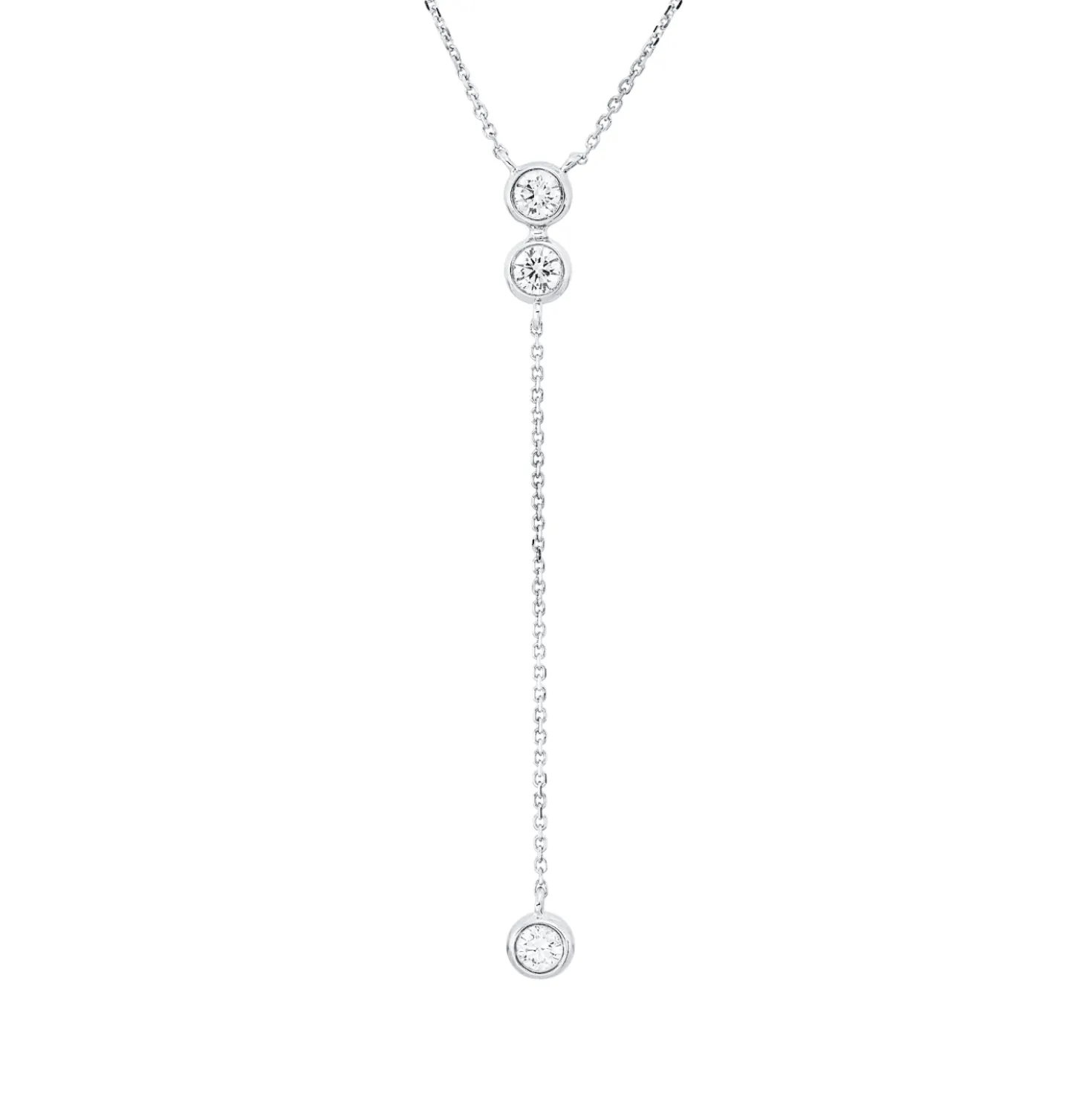 Collier aus 750 Gold Weißgold 3 Brillanten 0,3ct W-SI L:45cm