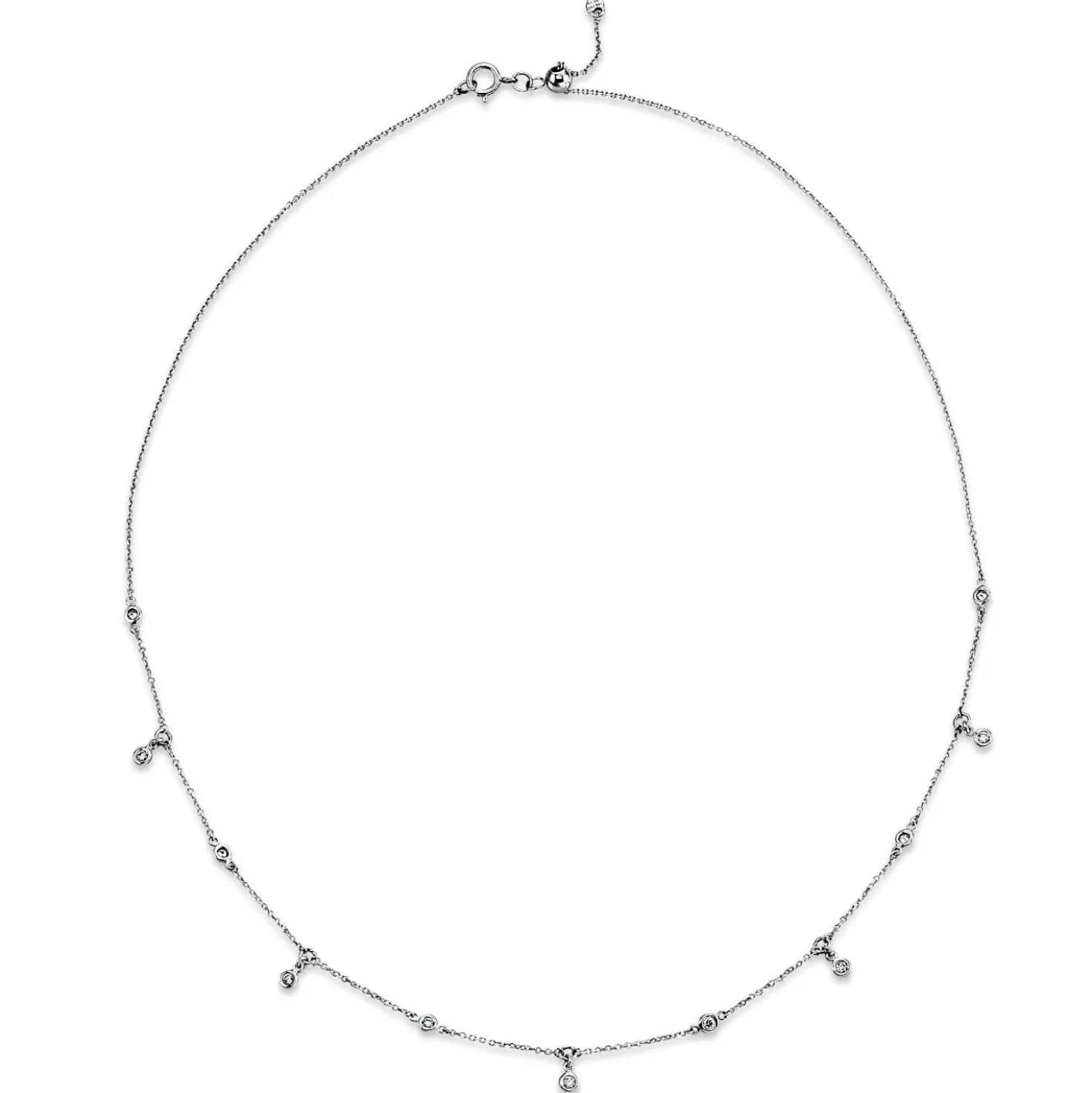 Collier aus 750 Gold Weißgold 11 Brillanten 0,18ct W-SI L:45cm