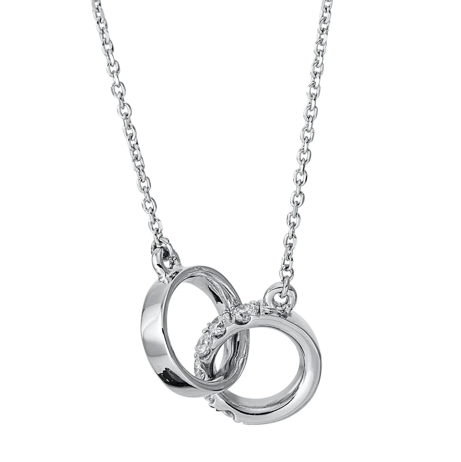 Collier aus 750 Gold Weißgold 6 Brillanten 0,13ct W-SI L:45cm