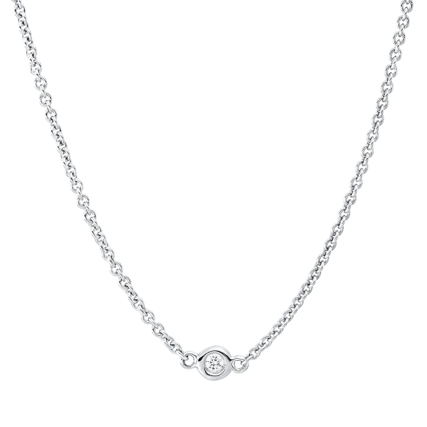 Collier aus 750 Gold Weißgold 7 Brillanten 0,12ct W-SI L:45cm Zarge