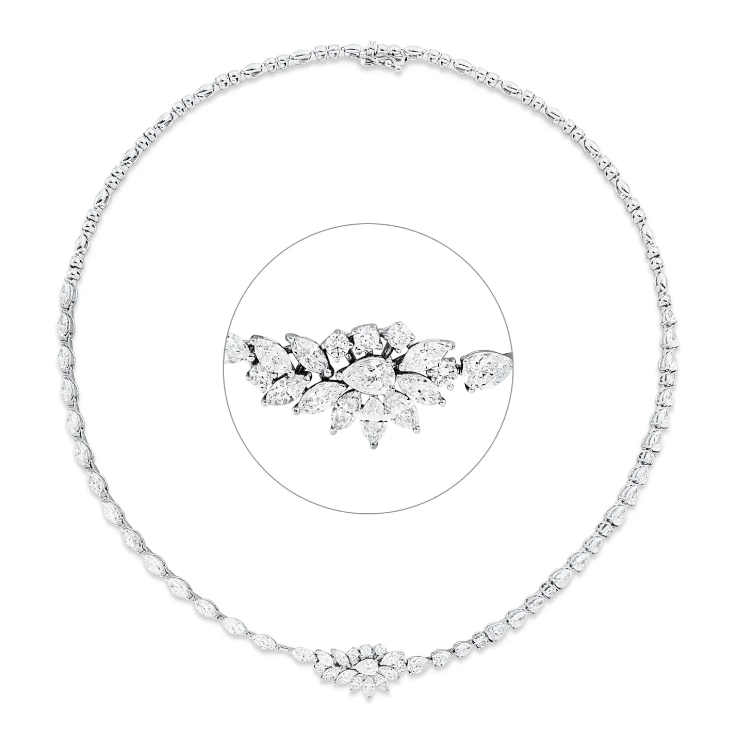 Collier aus 750 Gold Weißgold 72 Diamanten 10,23ct F-SI L:42cm