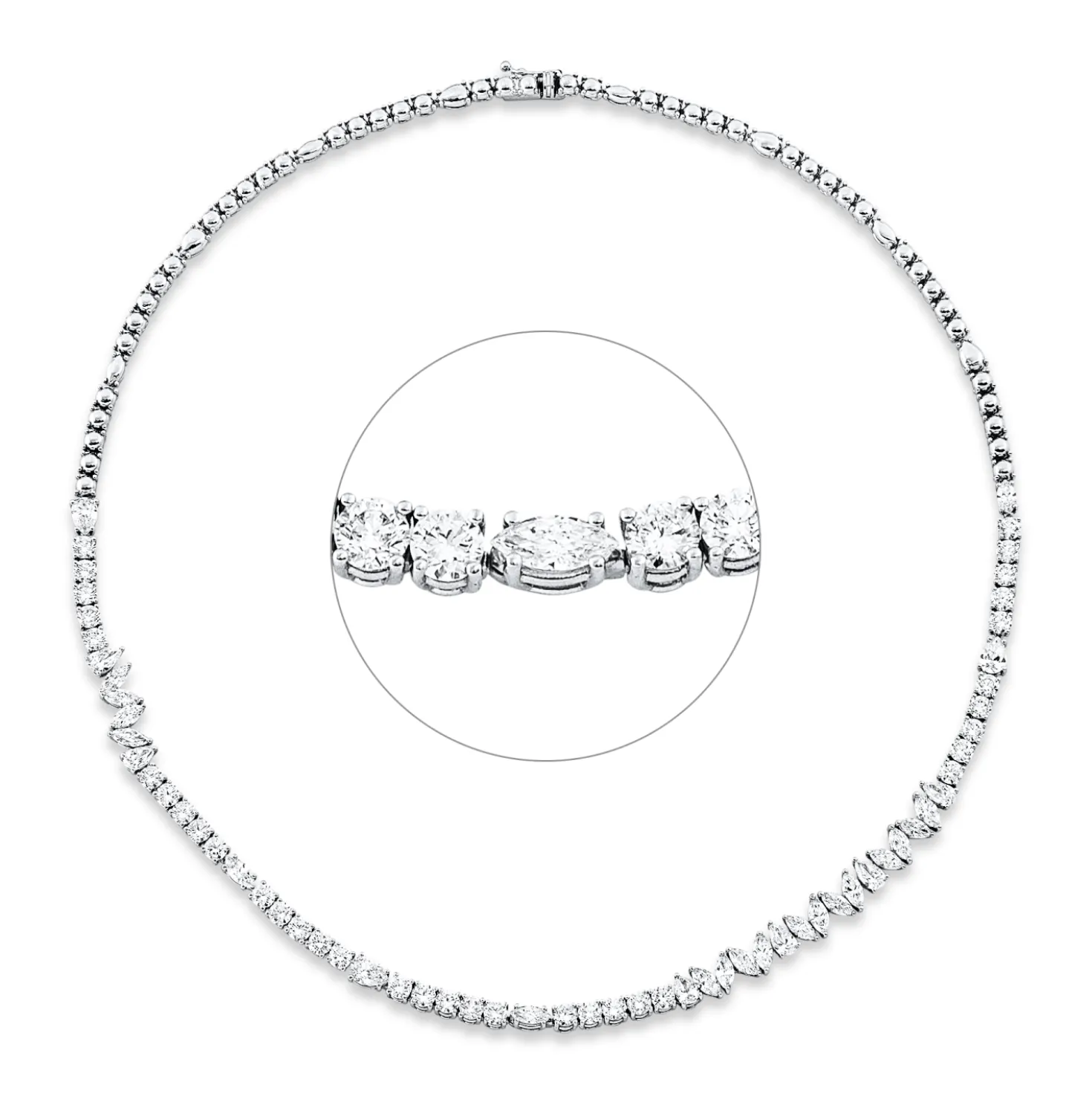 Collier aus 750 Gold Weißgold 63 Diamanten 10,11ct F-SI L:42cm