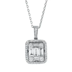 Collier aus 585 Gold Weißgold 49 Diamanten 0,92ct F-SI L:45cm
