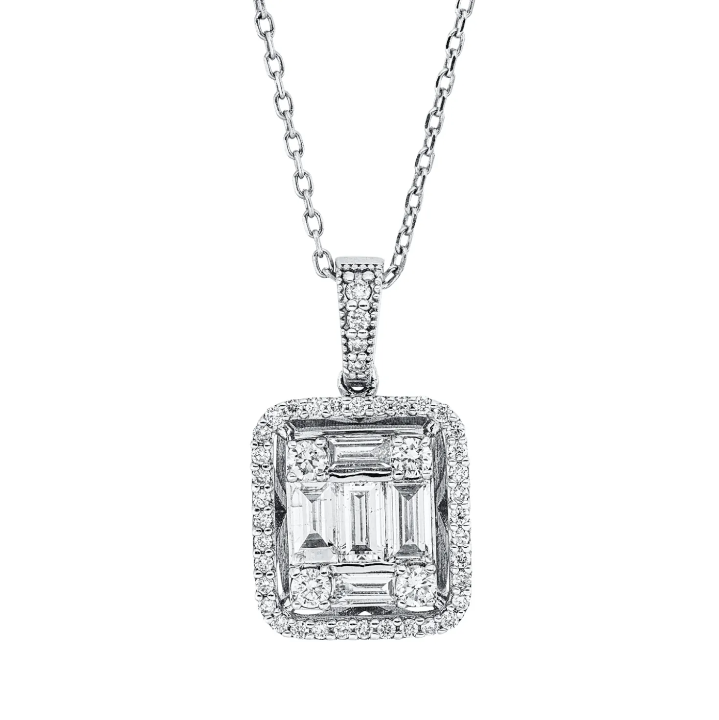 Collier aus 585 Gold Weißgold 49 Diamanten 0,92ct F-SI L:45cm