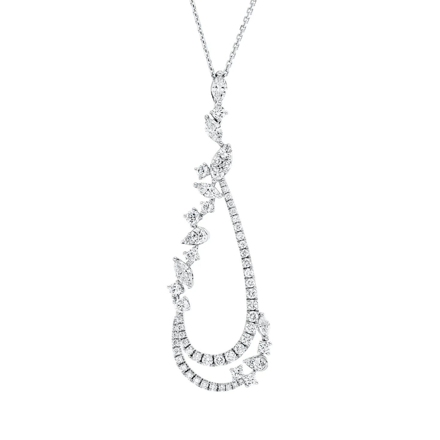 Collier aus 750 Gold Weißgold 65 Diamanten 2,03ct F-VSI L:50cm