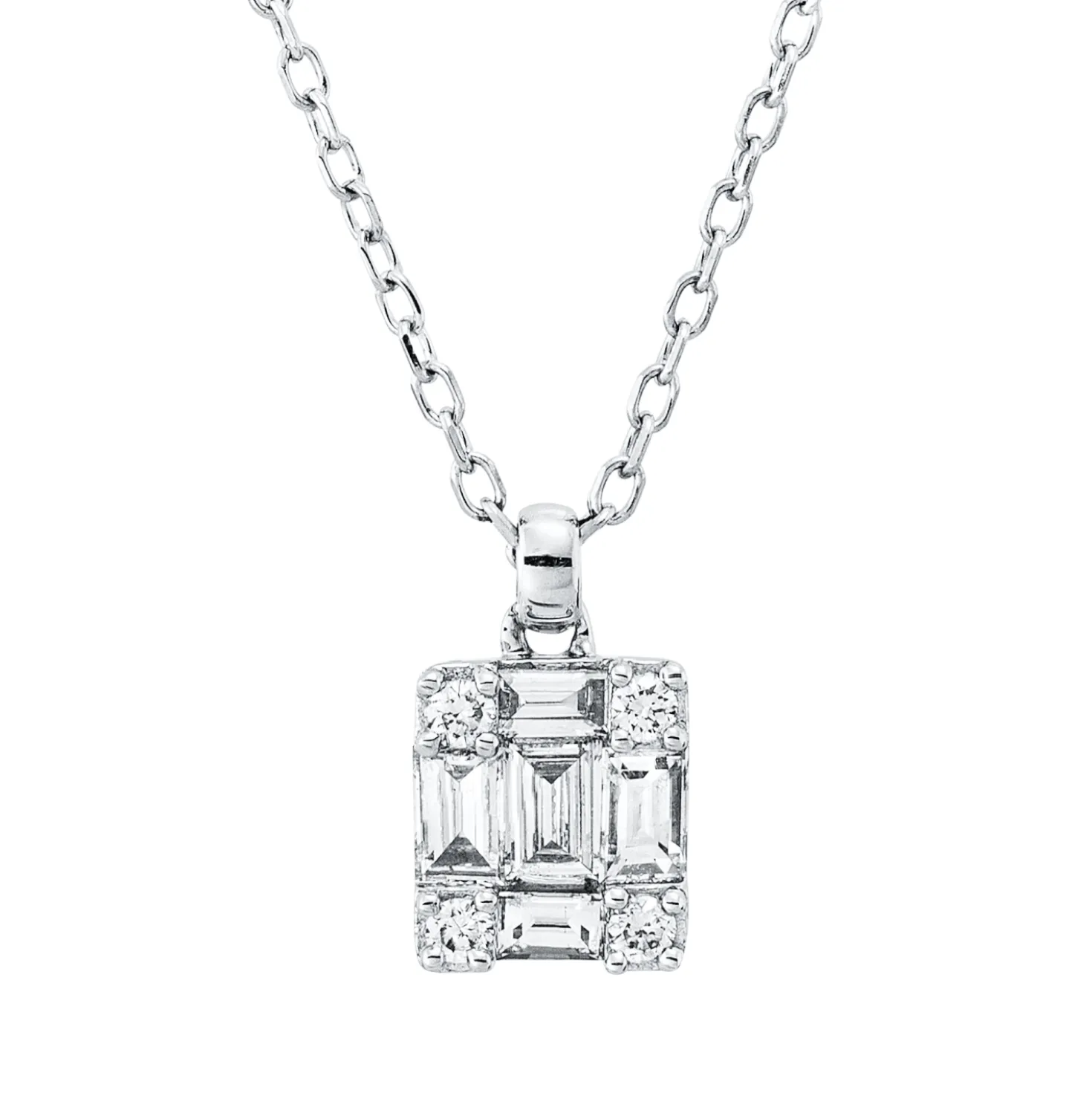 Collier aus 750 Gold Weißgold 9 Diamanten 0,23ct L:45,7cm