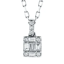 Collier aus 750 Gold Weißgold 12 Diamanten 0,09ct L:45,7cm