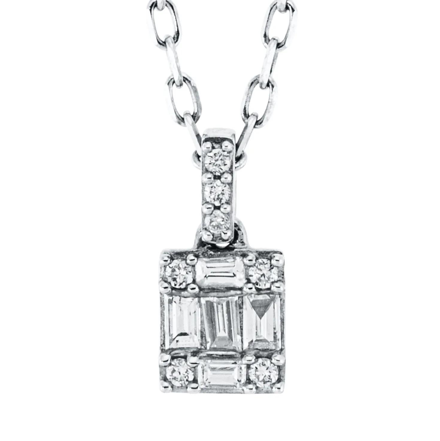 Collier aus 750 Gold Weißgold 12 Diamanten 0,09ct L:45,7cm