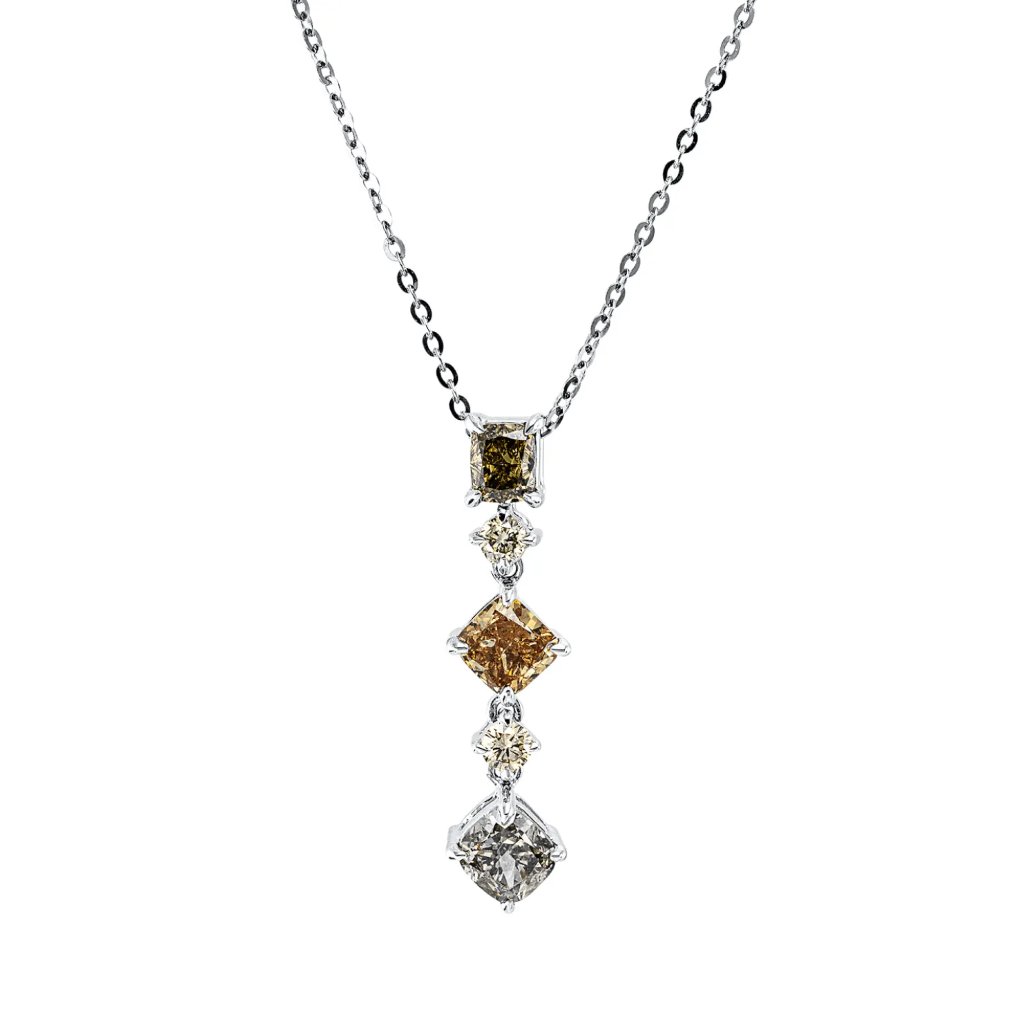 Collier aus 750 Gold Weißgold 5 Diamanten 1,36ct L:43,2cm