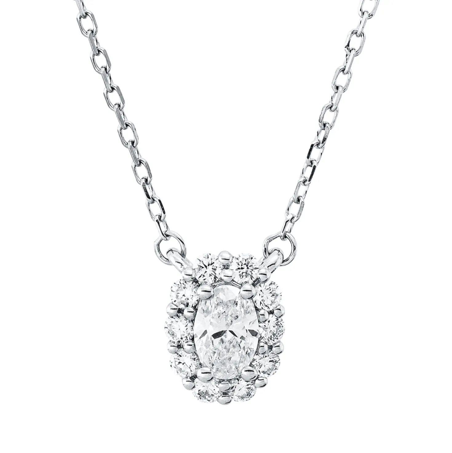 Collier aus 750 Gold Weißgold 11 Diamanten 0,35ct L:45cm