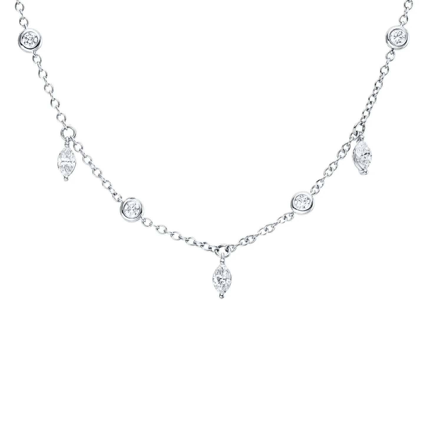 Collier aus 750 Gold Weißgold 11 Diamanten 1,07ct L:40,6cm