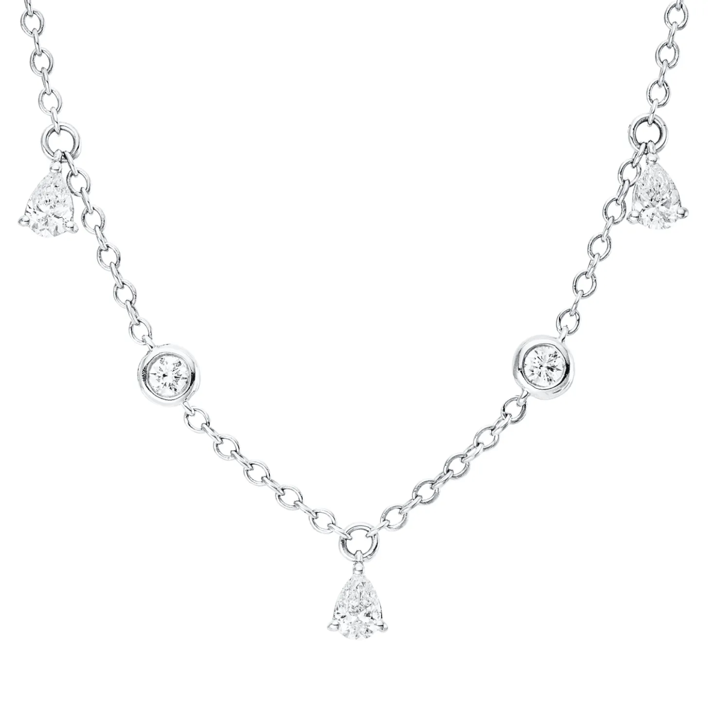 Collier aus 750 Gold Weißgold 11 Diamanten 1ct L:40,6cm