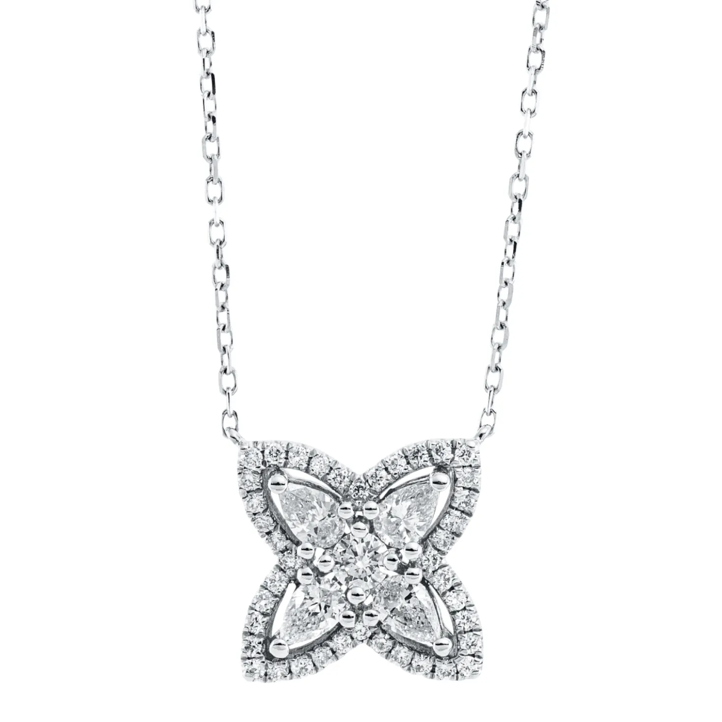 Collier aus 750 Gold Weißgold 45 Diamanten 0,53ct L:45,7cm