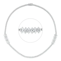 Collier aus 750 Gold Weißgold 135 Diamanten 9,61ct L:41,9cm