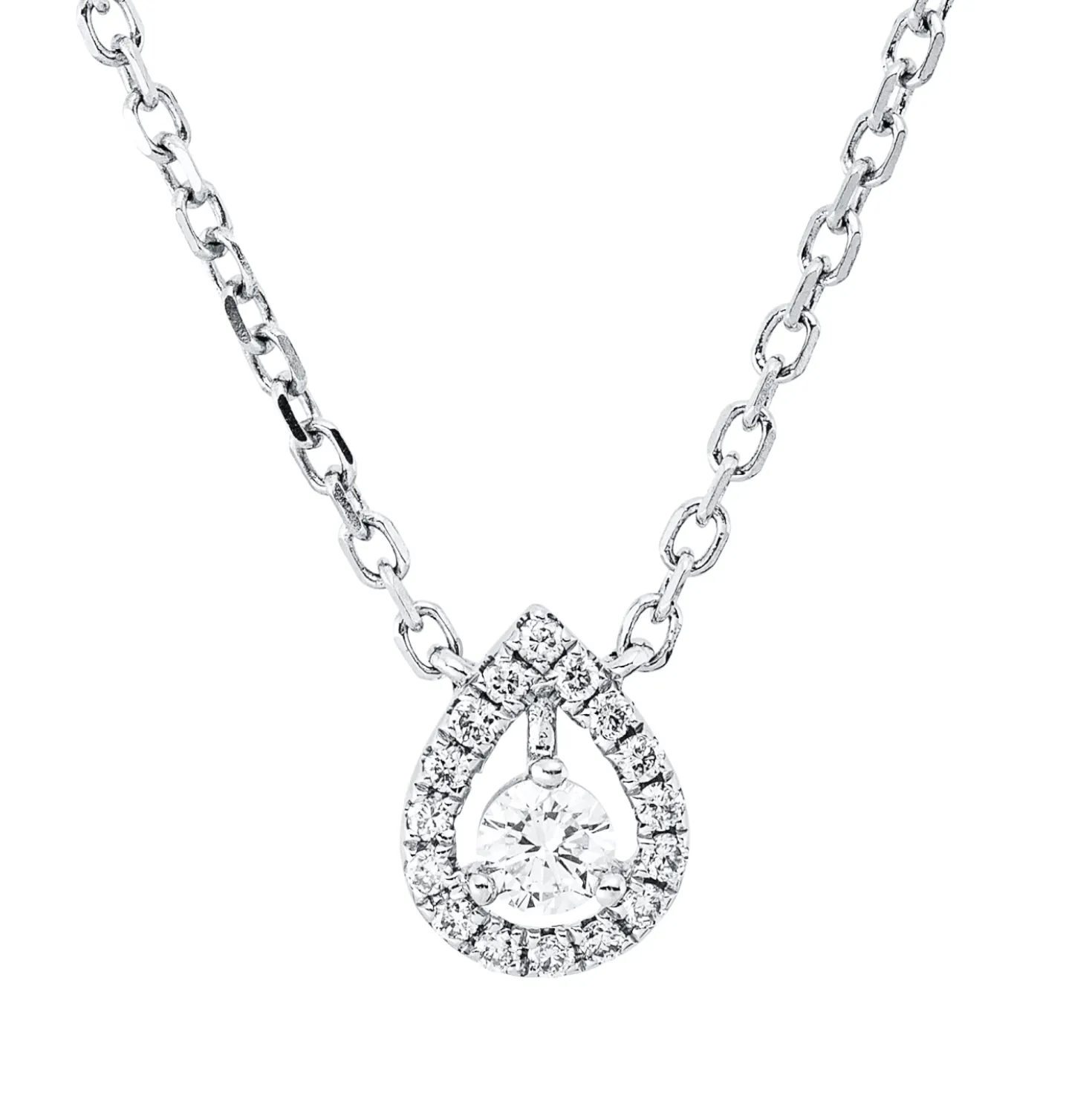 Collier aus 750 Gold Weißgold 17 Diamanten 0,19ct L:45,7cm
