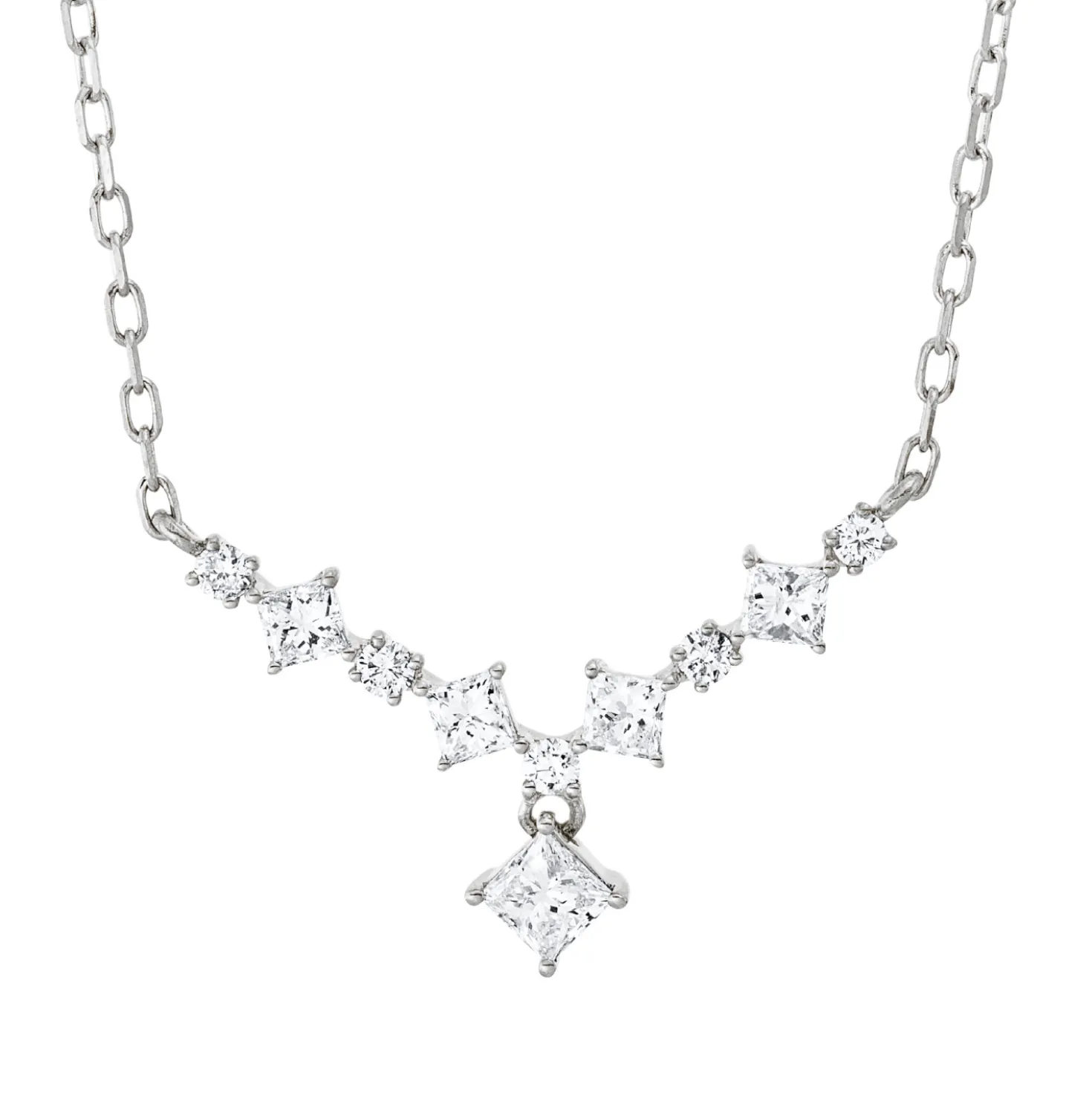 Collier aus 750 Gold Weißgold 10 Diamanten 0,38ct L:45,7cm
