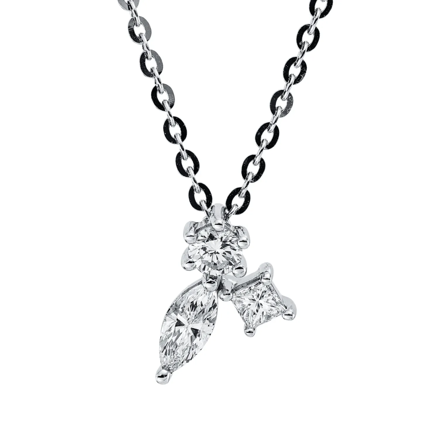 Collier aus 750 Gold Weißgold 3 Diamanten 0,27ct L:45,7cm