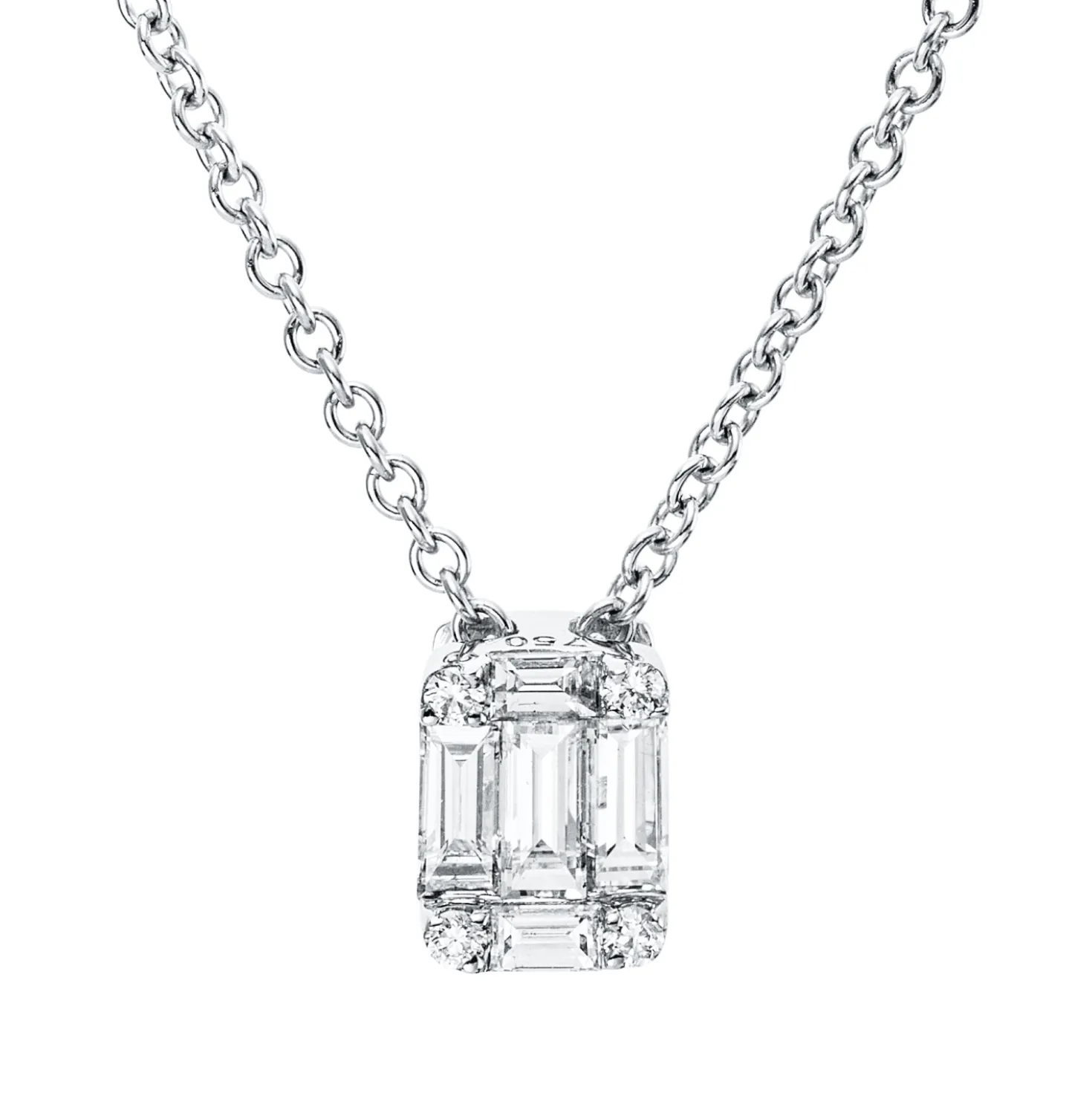 Collier aus 750 Gold Weißgold 9 Diamanten 0,3ct L:45,7cm