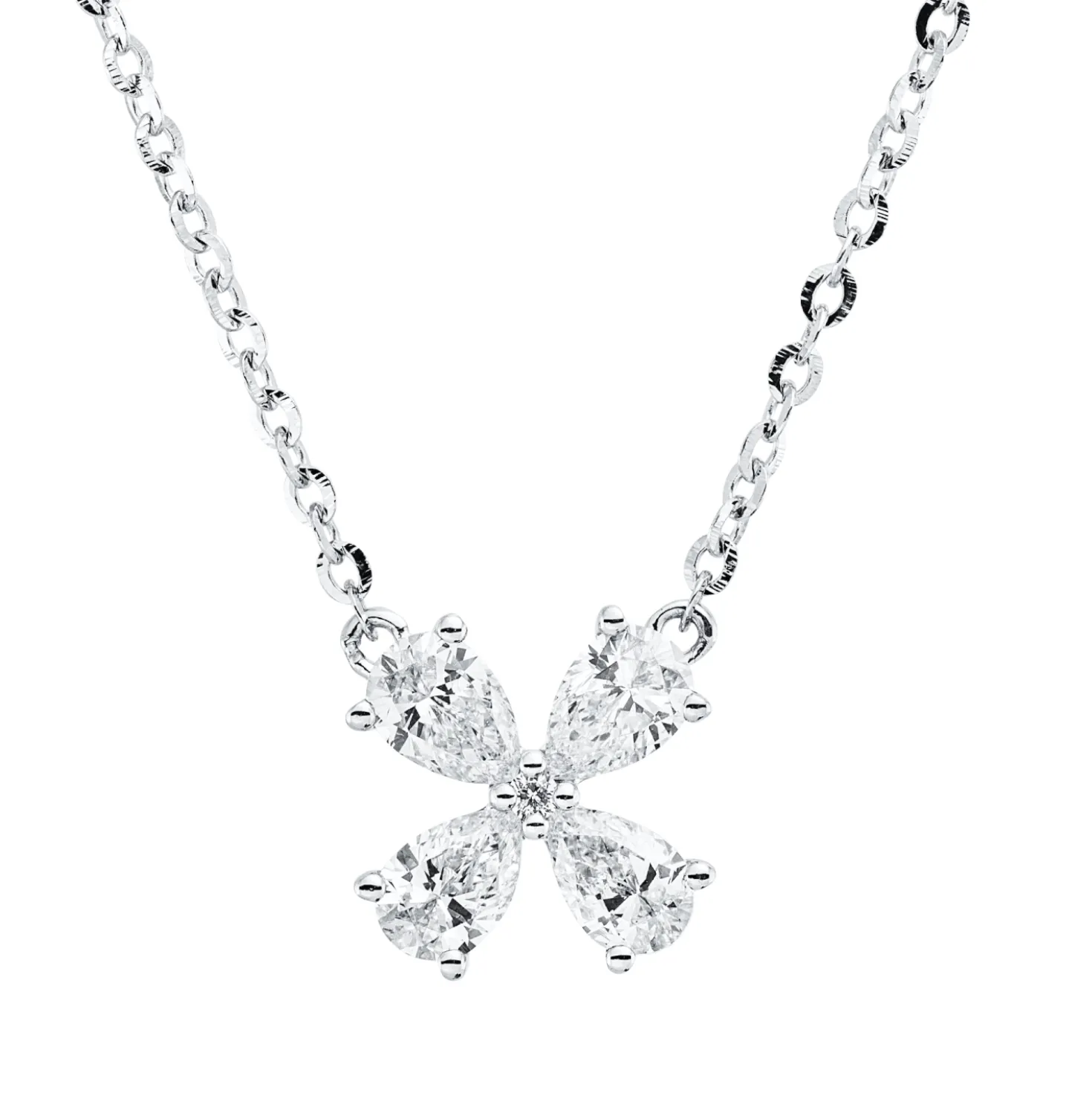 Collier aus 750 Gold Weißgold 5 Diamanten 0,57ct L:45,7cm