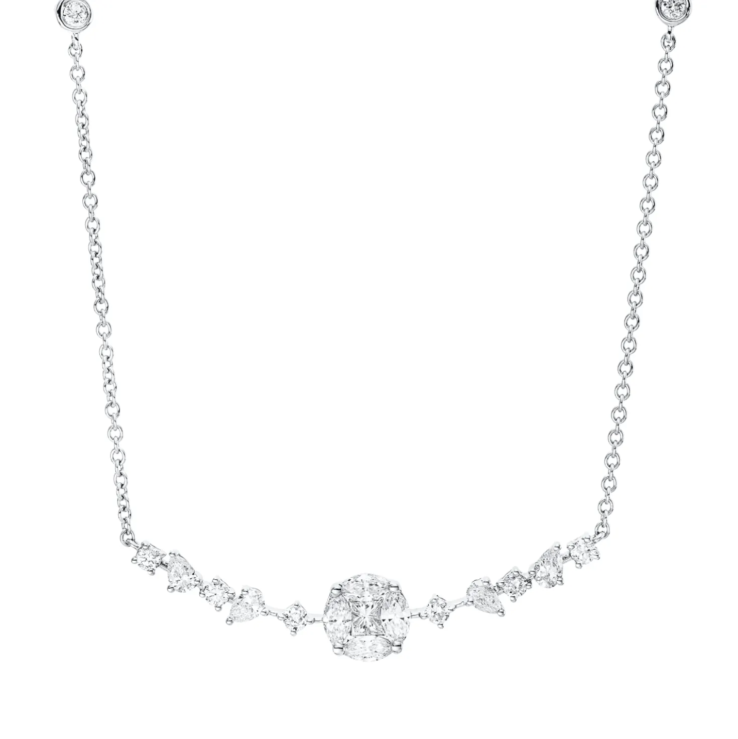 Collier aus 750 Gold Weißgold 19 Diamanten 0,87ct L:45,7cm