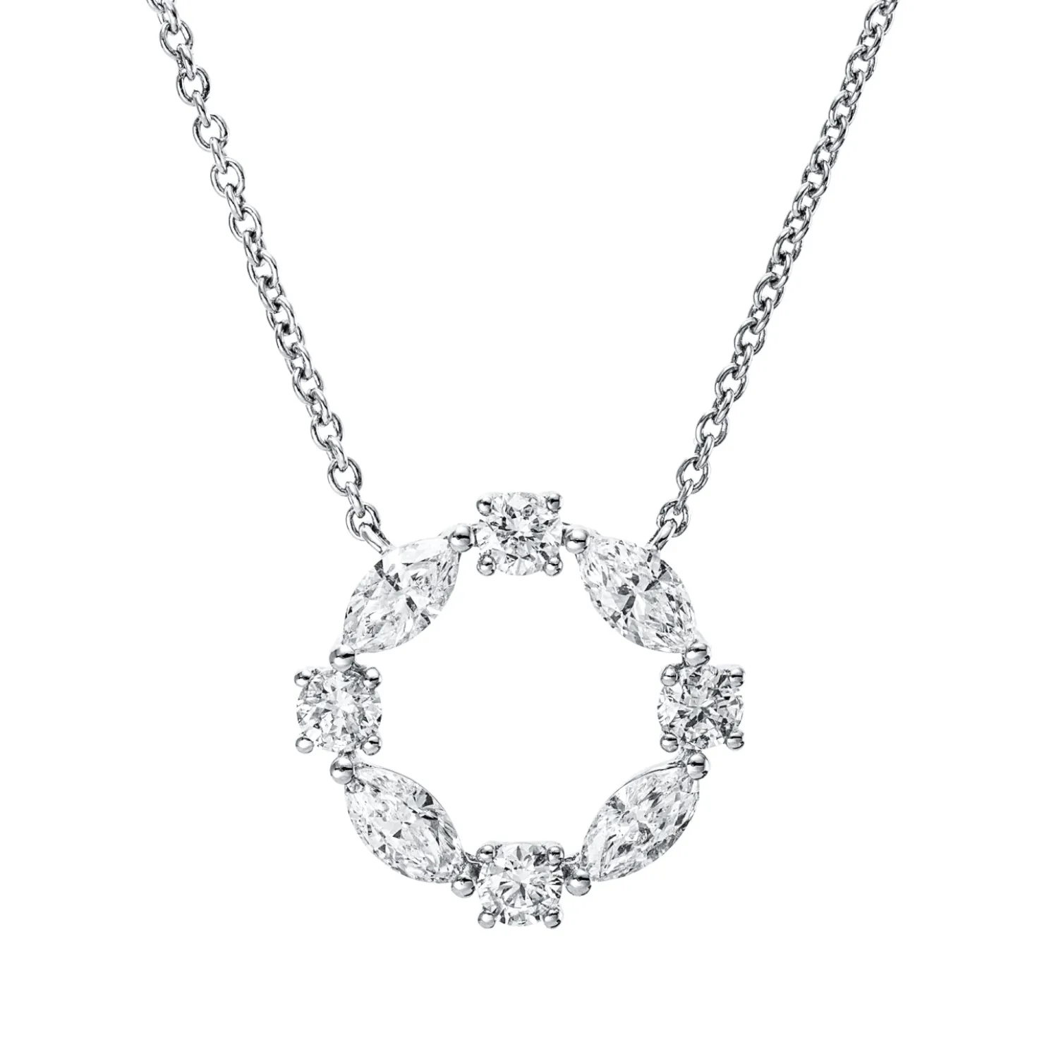 Collier aus 750 Gold Weißgold 8 Diamanten 0,48ct TW-PI L:45,7cm