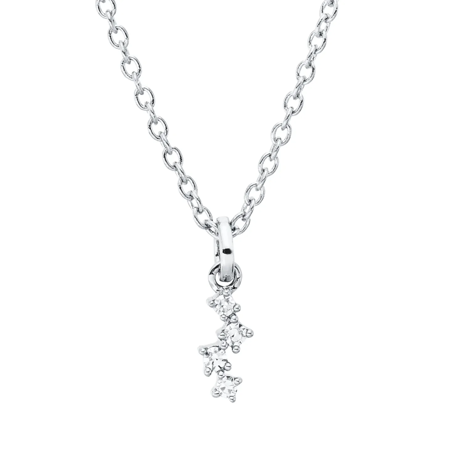 Collier aus 750 Gold Weißgold 4 Diamanten 0,02ct TW-SI L:45cm
