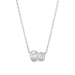 Collier aus 750 Gold Weißgold 2 Diamanten 0,52ct TW-SI L:45,7cm