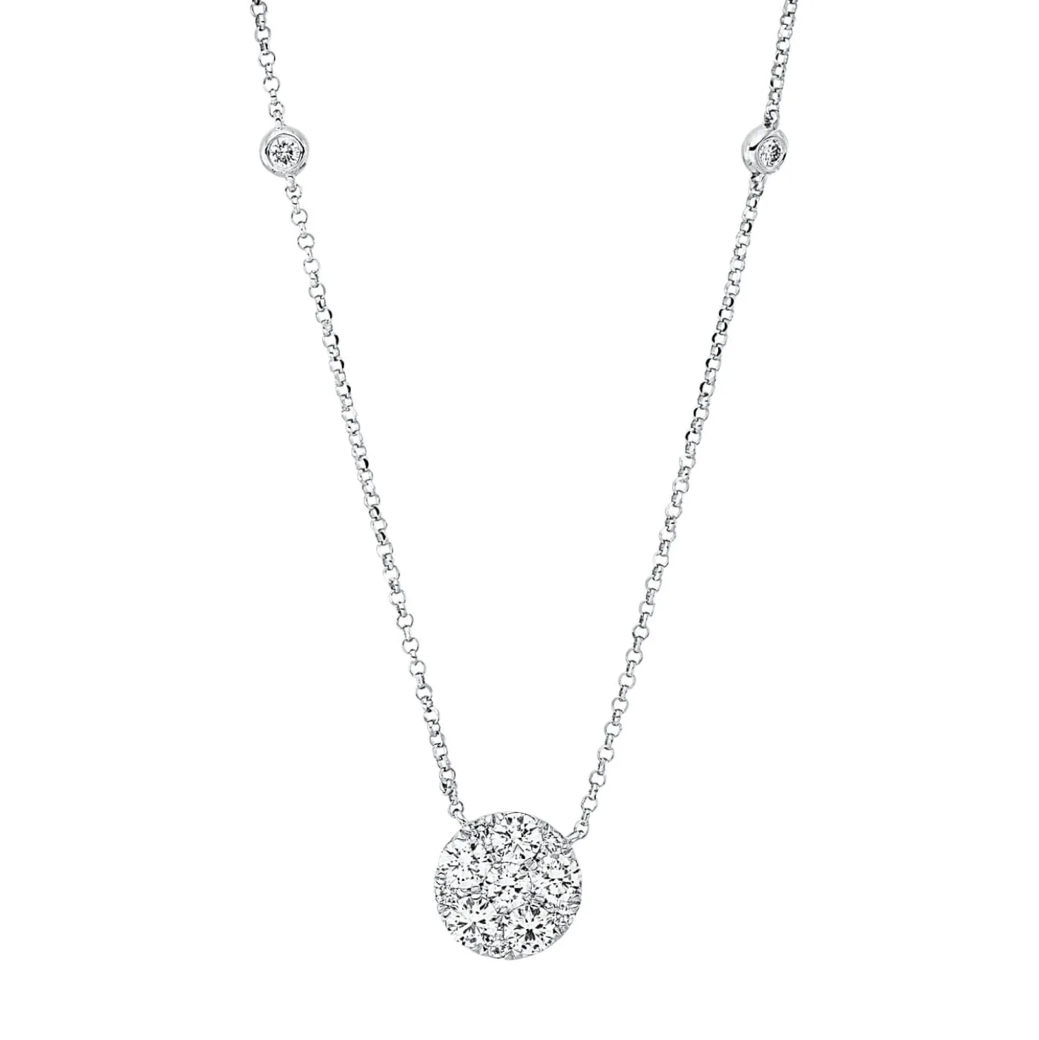 Collier aus 750 Gold Weißgold 13 Diamanten 0,6ct TW-SI L:43,2cm
