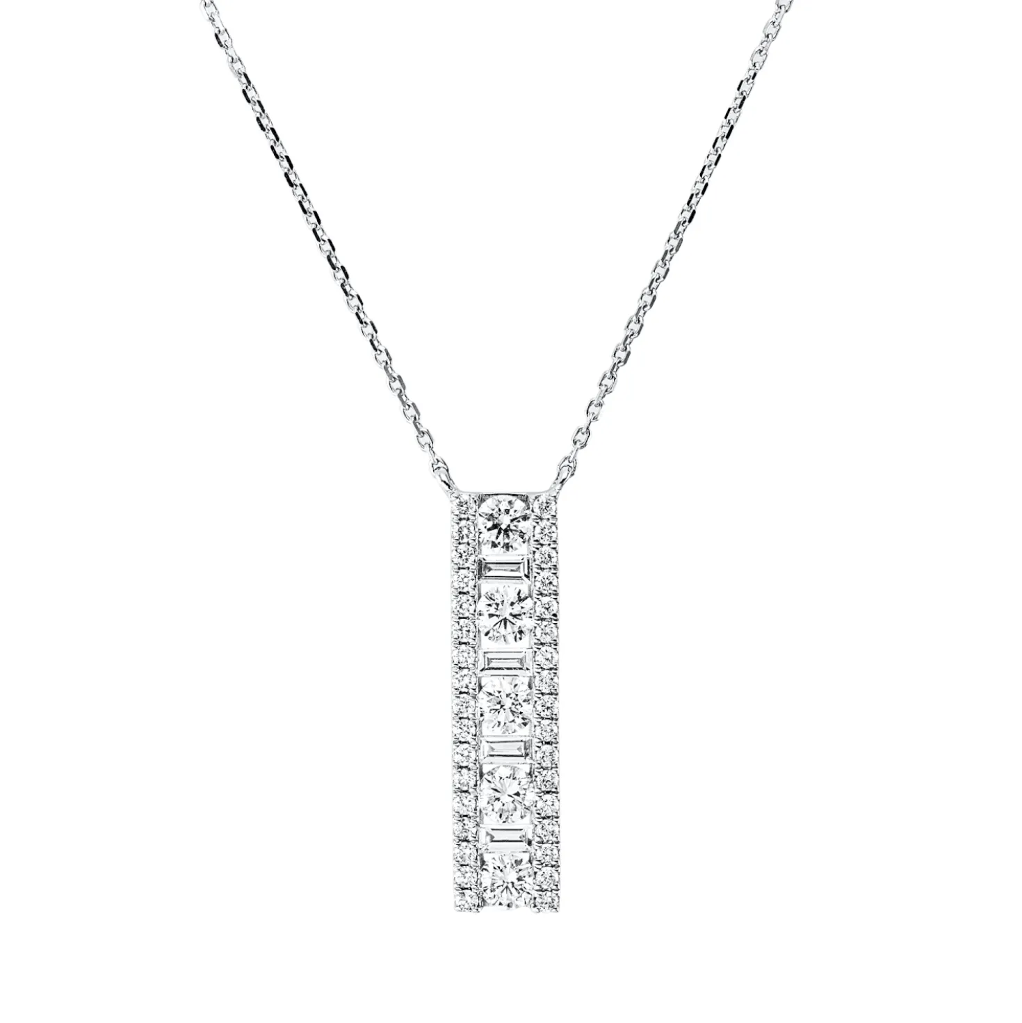 Collier aus 750 Gold Weißgold 43 Diamanten 0,68ct TW-SI L:45cm