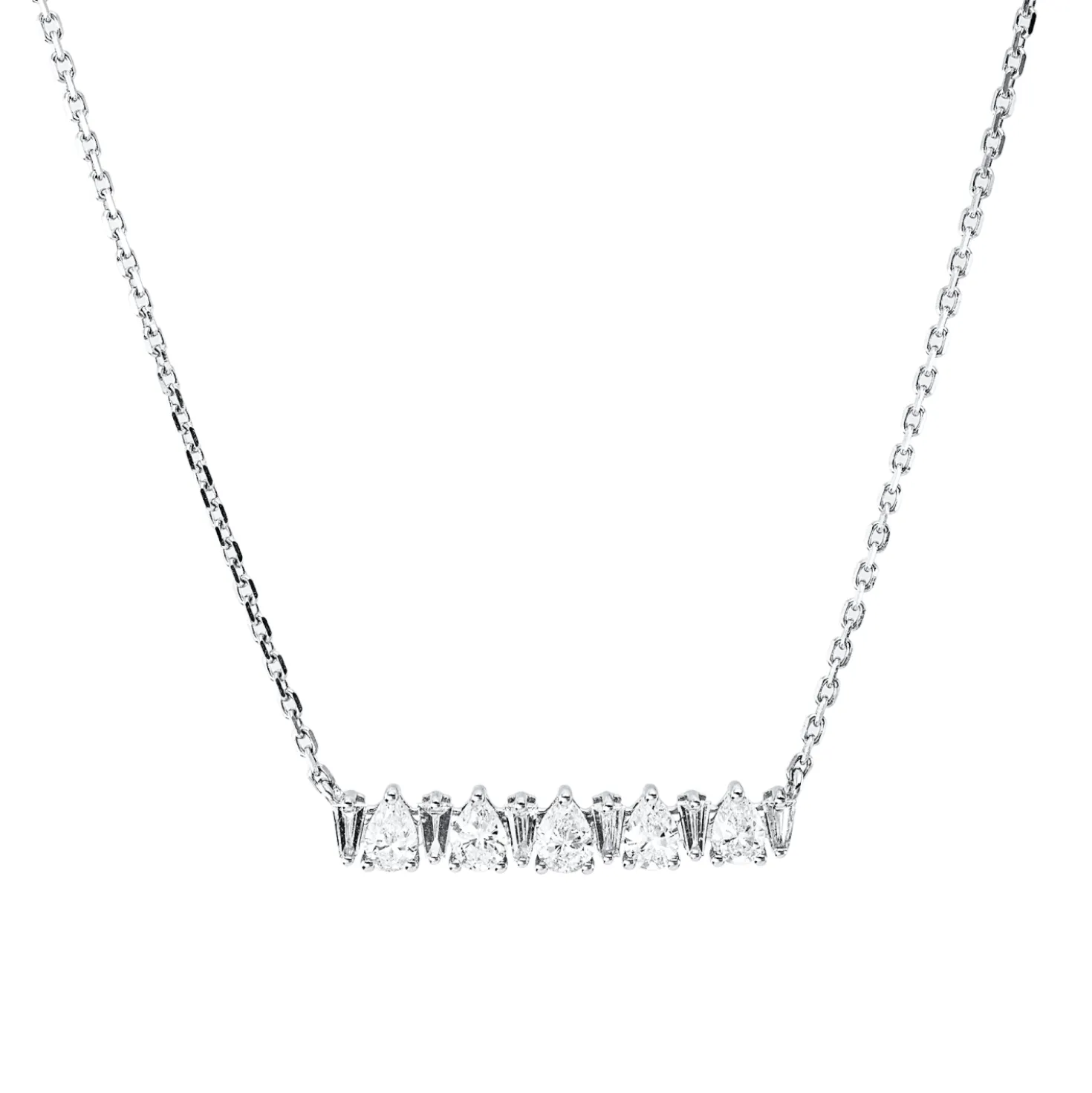 Collier aus 750 Gold Weißgold 11 Diamanten 0,53ct TW-SI L:45cm