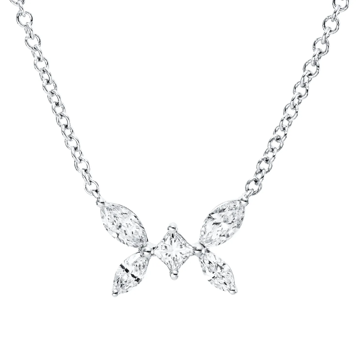 Collier aus 750 Gold Weißgold 5 Diamanten 0,38ct TW-SI L:40cm