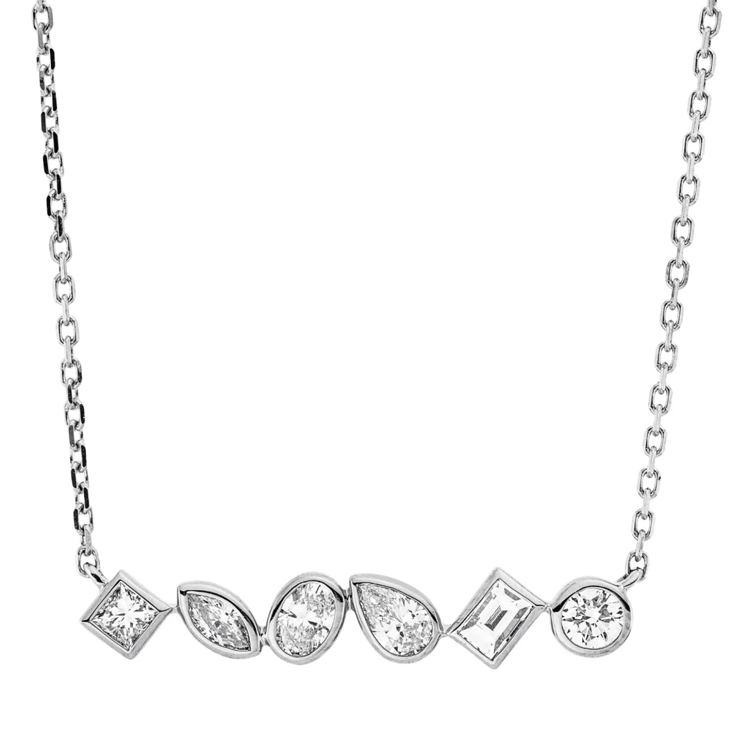 Collier aus 750 Gold Weißgold 6 Diamanten 0,45ct TW-SI L:45cm