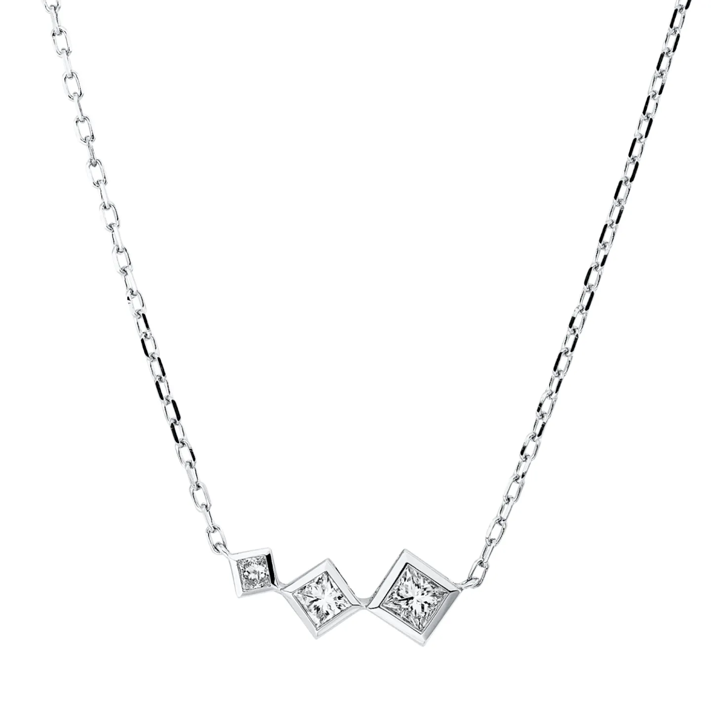 Collier aus 750 Gold Weißgold 3 Diamanten 0,3ct TW-SI L:45,7cm